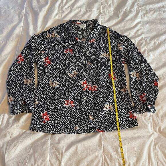 Levi Strauss Vintage Button Up Large Black White Floral Made in USA Cottagecore - Picture 2 of 13